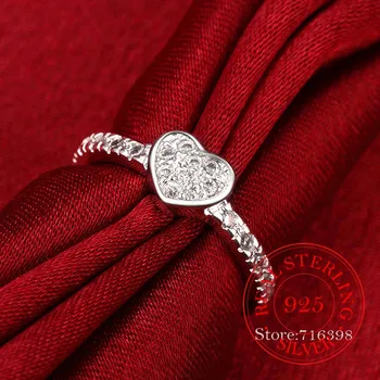 Motinos Diena Dovana Originalus Cirkonis Kristalų Širdies Žiedas 925 Sterlingas Sidabro Mados Meilė Širdies Žiedai Moterims Vestuvių Fine Jewelry
