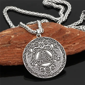 Retro Viking Varna Trikampis Pakabukas Vintage Ornament Amuletas Odin Gyvenimą Gėlių Karoliai Pagonių Juvelyrika Mada Aksesuarai Dovanos