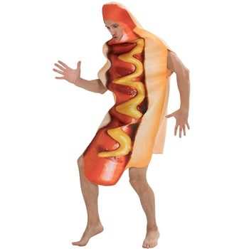 Helovinas Kostiumas Vyrams Hot Dog Kostiumas Juokinga Karšto Šunų Maisto Cosplay Karnavaliniai Kostiumai Suaugusiems, Vaikams, Šalis Cosplay Atostogų Kostiumas