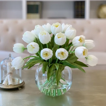 Didelis Dirbtinis Tulip Gėlių Išdėstymas Valentino Diena Puokštė Nekilnojamojo Touch Vestuvių Papuošalai Namų Dekoro Stalo Puošmena