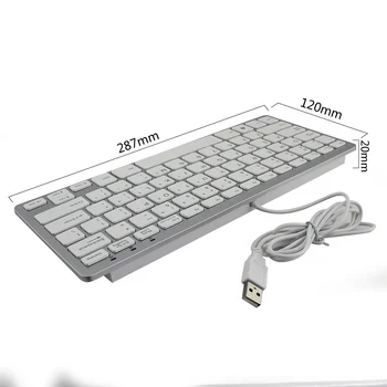 Ultra Plonas 78 Klavišai Wired Keyboard Mini USB Slim Portable anglų Klaviatūra KOMPIUTERIUI Laptopo
