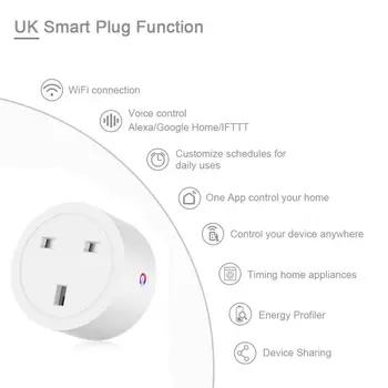 Smart Wifi Kištukas 16A Galia Stebėti Laiko Funkcija Tomada Inteligente Adapteriai Smart Home Lizdas Veikia Su Alexa 