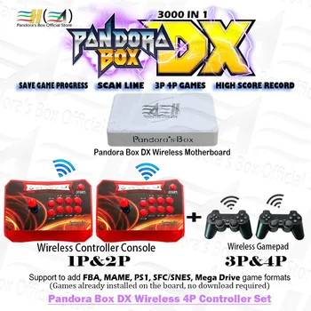 Pandora Box DX Belaidžio 4P nustatyti Belaidį Valdiklį ir gamepad 3000 1 3P 4P žaidimo paramos FBA MAME PS1 SFC SNES MD žaidimas