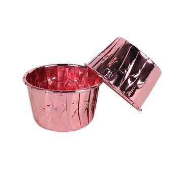 50pcs rožinė/aukso/sidabro Aliuminio folija Cupcake Desertas Paketo Linijinės Kepimo Puodeliai Dėklas Atvejais, Vestuvių Caissettes Cupcake Wrapper
