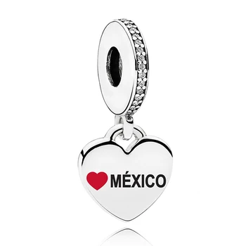 Kakany Aukštos kokybės S925 Širdies formos Meksikos Vėliava, Stilingas Šiaudų Skrybėlę Pakabukas Garbę Didžiuotis Meksikos Limited Edition Dovana