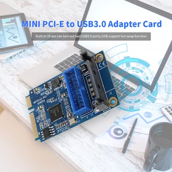 Mini PCI-E, kad 19-pin USB 3.0 5Gbps Dual SATA USB3.0 Mini Plėtimosi Kortelės Adapteris