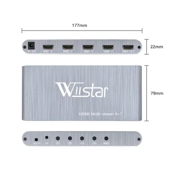Wiistar HDMI Multi-Viewer 4x1 HDMI 4 In 1 Out HDMI Jungiklis 4X1 Parama HDCP HDMI 1.3 1.2 HDMI 4X1