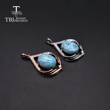 TBJ,Natūralus akmuo larimar paprasta stiliaus pakabukas 925 sterlingas sidabro fine jewelry draugei graži dovana, kaip kasdien dėvėti