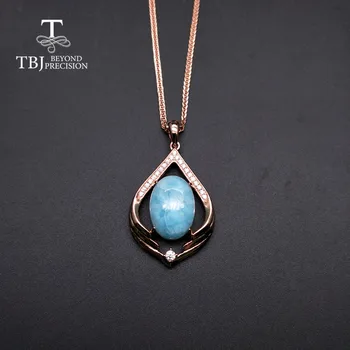 TBJ,Natūralus akmuo larimar paprasta stiliaus pakabukas 925 sterlingas sidabro fine jewelry draugei graži dovana, kaip kasdien dėvėti