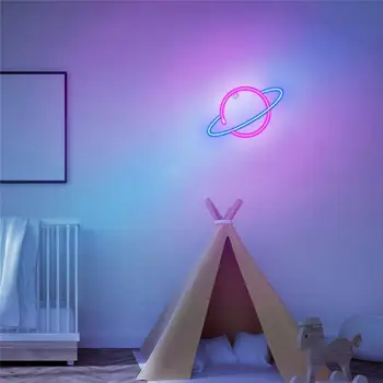 Kūrybos LED Raketų Neoninės Šviesos Sienos Meno Pasirašyti Miegamojo Puošmena Vaivorykštė Kabinti Naktį Lempos Šalies Namų, Atostogų Dekoro Kalėdų Dovana