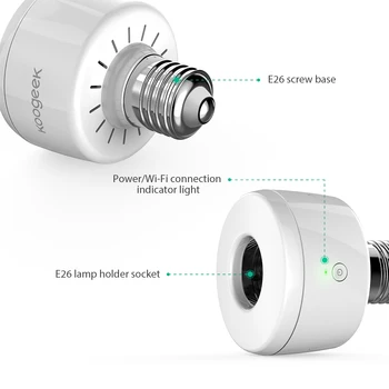 Koogeek WiFi Įjungtas Lizdas Smart E26 Lemputės Adapteris Veikia Parama 