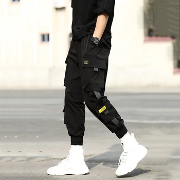 2020 metų Hip-Hop Berniukas Multi-kišenės, Elastinga Juosmens Haremo Kelnės Vyrams Streetwear Punk Atsitiktinis Kelnės Poilsiu Vyrų Kulkšnies ilgis Mens Kelnės