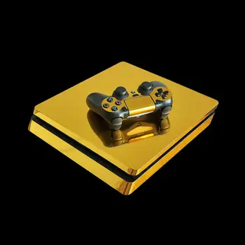 Metalo Šepečiu Aukso PS4 Slim Lipdukai Play station 4 Odos Lipdukas Lipdukai PlayStation 4 PS4 Slim Konsolės ir Valdiklis Odos
