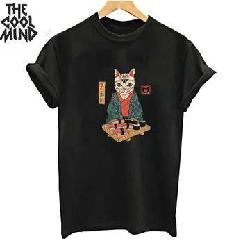 Coolmind medvilnės, trumpomis rankovėmis palaidi kačių moterų marškinėliai atsitiktinis, kietas moterų marškinėlius, o-kaklo t-shirt vyrų vasaros mens tee marškinėliai