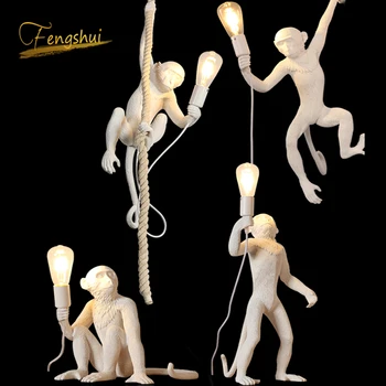 Šiuolaikinės Beždžionės Lempa LED Sieninis Apšvietimas 3 Spalvų Meno Nordic Dervos LED Sienos Lempos Beždžionė Lempos Patalpų Apšvietimas Sienos Sconce Šviesos Armatūra