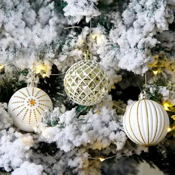 24Pcs Balto Aukso Sumaišyti Kalėdų Medžio Apdaila Kalėdų Kamuoliukus Šalies Lango Namų Furn Kalėdų Kamuolys Kabo Ornamentu Decorati