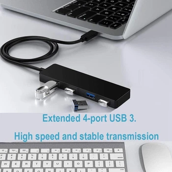 USB3.0HUB 4-Port 3.0 Hub-Vienas Keturių Plėstuvas, Didelės Spartos duomenų Perdavimo, Stačiakampio formos Splitter