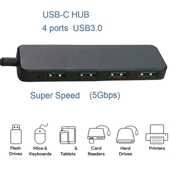 USB3.0HUB 4-Port 3.0 Hub-Vienas Keturių Plėstuvas, Didelės Spartos duomenų Perdavimo, Stačiakampio formos Splitter