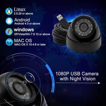 5.0 Megapikselių naktinio matymo USB Kameros iki 2592 x 1944 Aptina MI5100 CMOS lauko dome USB kameros