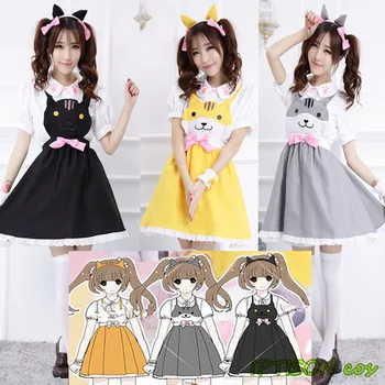 Moteris Katė Saldus Lolita Dress Žaidimas Cosplay Kostiumų Merginos Katę Kieme Kawaii Mielas Anime Drabužius Su Ausų