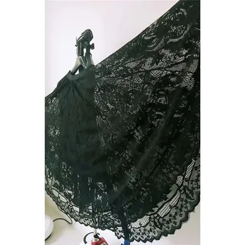 Moterų Balti Nėriniai Midi Sijonai Vintage Black Moterų siuvinėjimo Tinklelio, Ilgi Sijonai, elegantiškas Ponios Biuro aukšto juosmens klostuotas sijonas