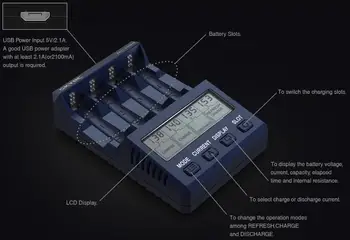 Baterijos Kroviklis LCD Smart Įkroviklis NC1500 5V 2.1 4Slots AA/AAA Analizatorius NiMH Išleidimo & Refresh