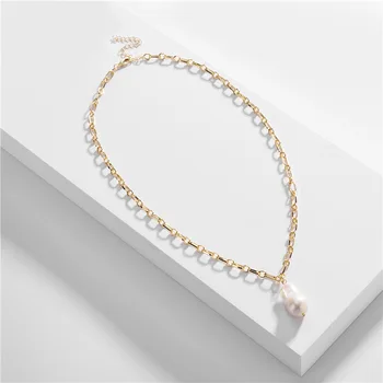 Elegantiška, originali gėlavandenių perlų Vėrinį Aukso Spalvos Perjungti Užsegimas Boho Baroko Perlas Karoliai Moterims Moteriški Unikalus Dizainas