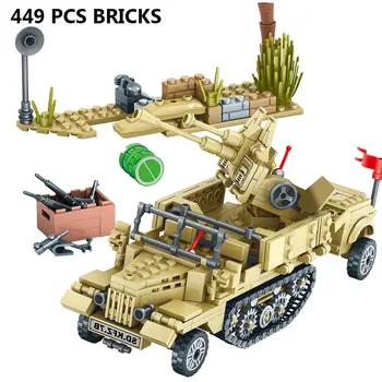 Klasikinis Šarvuotų Transporto priemonių, Sunkvežimių Modelis su Armijos Kareivis ww2 Suderinama Karinis Tankas Modelio Blokai Vaikams, Žaislai