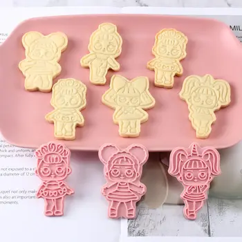 LOL Staigmena Lėlės 6pieces Rinkinys Cookie Cutters 3d Animaciją Sausainių Formų Plastiko Paspaudus Įdomus Kepimo Įrankiai, Virtuvės Reikmenys 5