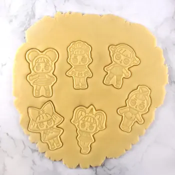 LOL Staigmena Lėlės 6pieces Rinkinys Cookie Cutters 3d Animaciją Sausainių Formų Plastiko Paspaudus Įdomus Kepimo Įrankiai, Virtuvės Reikmenys 5