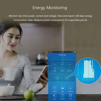 SONOFF POW R2 15A 3500W Wifi Jungiklis Valdytojas Realaus Laiko elektros Energijos Suvartojimas Stebėti Matavimo Smart Home Alexa 