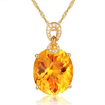Prabanga 8 karatų geltonasis kristalų citrinas rašė brangakmenių, deimantų karoliai pakabukas moterų aukso tonas choker papuošalai bijoux dovanų šalis