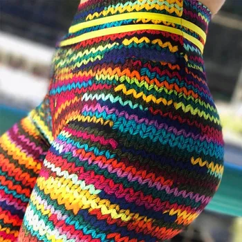 Moterų Aukšto Juosmens Fitneso Antblauzdžiai Moteris spalvų vaivorykštė spausdinti Leggins Treniruotės Push Up Legging Kultūrizmo Jeggings Kelnės