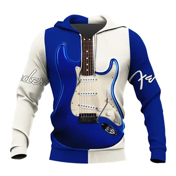 Mados vyrų ir moterų mados atsitiktinis Marškinėlius elektrinė gitara 3D full slėgio užtrauktukas Hoodie rudens ir žiemos Harajuku ca