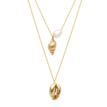 Bohemijos Puikūs Karoliai Daugiasluoksnės Seashell Natūralių Gėlavandenių Perlų Gana Collier Lašas Priedai Kralen Raištį