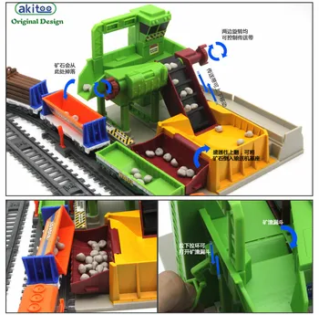 Akitoo 1025 Electric light rail automobilių pilnas ilgis 1067cm modeliavimas rūdos loader tunelio vaikų žaislai ankstyvojo lavinimo žaislai dovana