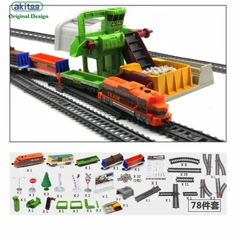 Akitoo 1025 Electric light rail automobilių pilnas ilgis 1067cm modeliavimas rūdos loader tunelio vaikų žaislai ankstyvojo lavinimo žaislai dovana