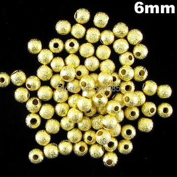 (200Pcs=1Lot !) 6 8 10 mm, Aukso Žalvario Stardust Apvalios Metalinės prarasti Karoliukai Lydinio karoliukai, Pakabukai Išvados Nr. BSB02