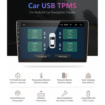 USB Android PSSS Automobilių Padangų Slėgio Stebėjimo Sistema Ekranas 4 Vidaus išorinių Jutiklių, 