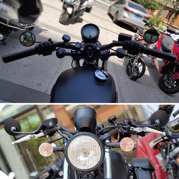 Motociklo galinio vaizdo Šoniniai Veidrodėliai Turas Juoda Retro Cafe Racer išoriniai Už vespa ducati scrambler bmw r devynių t xsr900