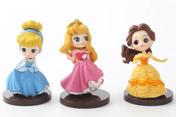 8pcs/daug Q Posket princeses skaičius Žaislai, Lėlės Mer, snieguolė Rapunzel Ariel 