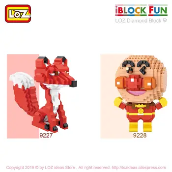 LOZ Micro Blokai Diamond Plytų Anpanman Red Fox Animacinį Personažą Anime Veiksmų Skaičiai 