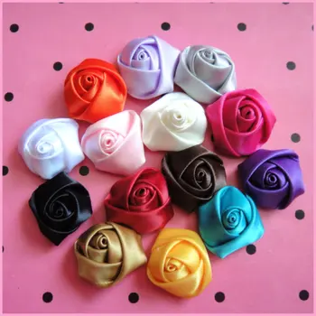 80pcs/Daug 2-2.5 cm Mix spalvų Satino Kaspinu Rožių Gėlių Appliques Drabužių Reikmenys Ir Plaukų Mergina Apdaila