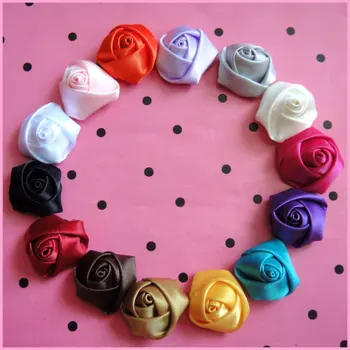 80pcs/Daug 2-2.5 cm Mix spalvų Satino Kaspinu Rožių Gėlių Appliques Drabužių Reikmenys Ir Plaukų Mergina Apdaila