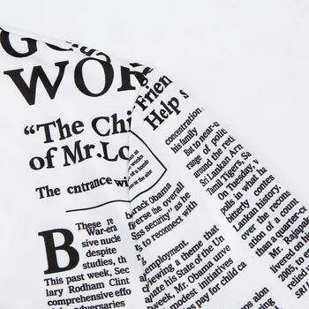 Laikraščio Laiškas Spausdinti Moterų Marškinėliai Gilia V-Kaklo, Seksualus Tees Marškinėliai Ilgomis Rankovėmis Pasėlių Viršuje Streetwear Pagrindinio Marškinėlius Moterims