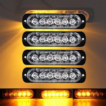 Castaleca 4X Pusėje strobe gabaritiniai žibintai, Automobilių Sunkvežimių 6 LED Gintaro Mirksi Avarinis Pavojaus Įspėjamasis Žibintas DC12 24V Šalinimas šviesa
