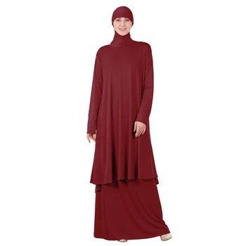 Dviejų Dalių Rinkinys, Islamo Maldos Abaja Suknelė Musulmonų Moterys Negabaritinių Šalikas Maxi Sijonai Jilbab Gobtuvu Hijab Kaftan Arabų Skraiste Ramadanas