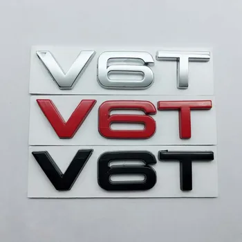 1pcs 3D V6T V8T Blizgus Juodas Raidžių Skaičius Emblema Automobilių Stilius Sparno Pusės Kamieno Ženklelis Logotipo Lipdukas Audi TTRS Q3 Q5 A7 A8L
