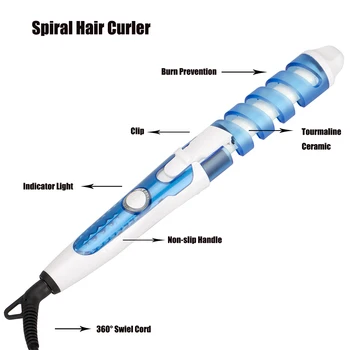 Spiralės Hair Curler Profesionalus Elektrinis Salonas Keramikos Plaukų Garbanoti Geležies Nešiojamų Magija Dvejoti Plaukų Formavimo Priemonės, Plaukų Lazdelė