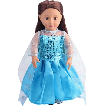 18 Colių Amerikos Lėlės Merginos Princesė Mėlyna Suknelė Mėlyna Gazas Suknelė Naujagimių Sijonas Žaislai Tinka Priedai 43 Cm Berniukas Lėlės Dovana c79